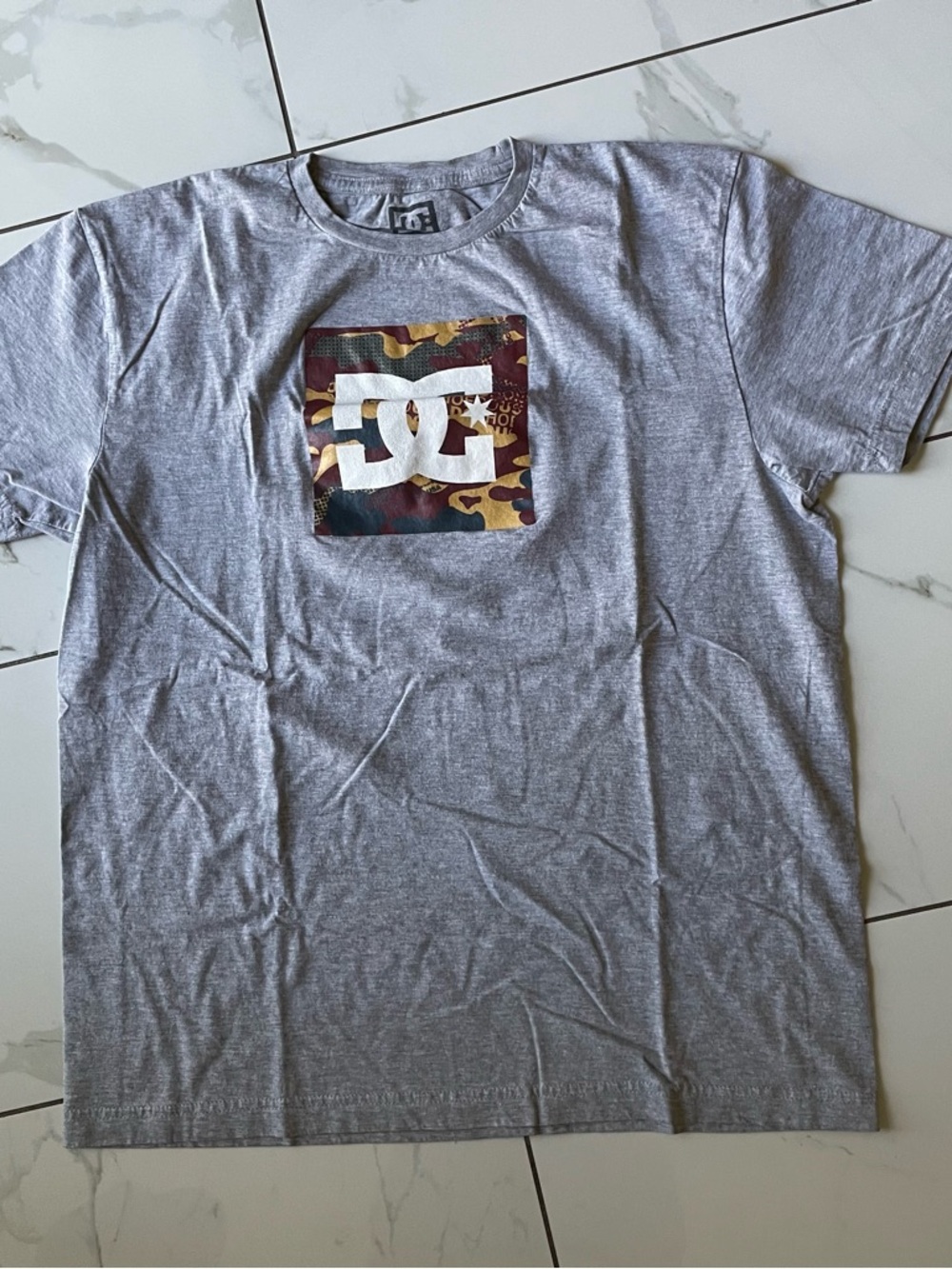 DC Gray Crew T-Shirt with Printed Inner Neck Logo